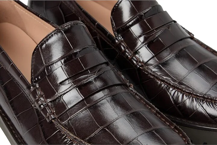 Cole Haan Treena Lug Loafers Women's Shoes Dark Choc Croc Print Leather : 8 B - Medium - Image 7