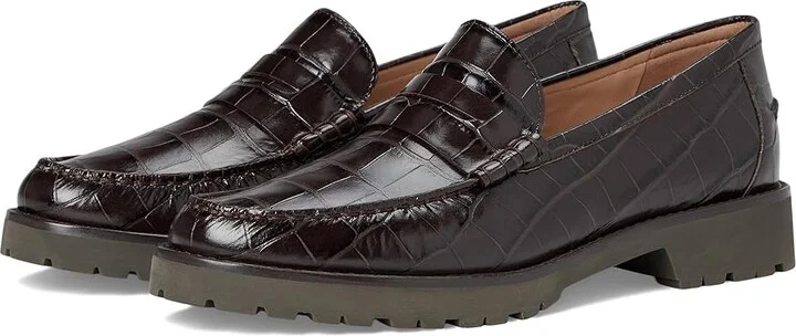 Cole Haan Treena Lug Loafers Women's Shoes Dark Choc Croc Print Leather : 8 B - Medium