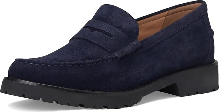 Cole Haan Treena Lug Loafers Women's Shoes Midnight Moon Suede : 11 B - Medium, Leather - Image 5