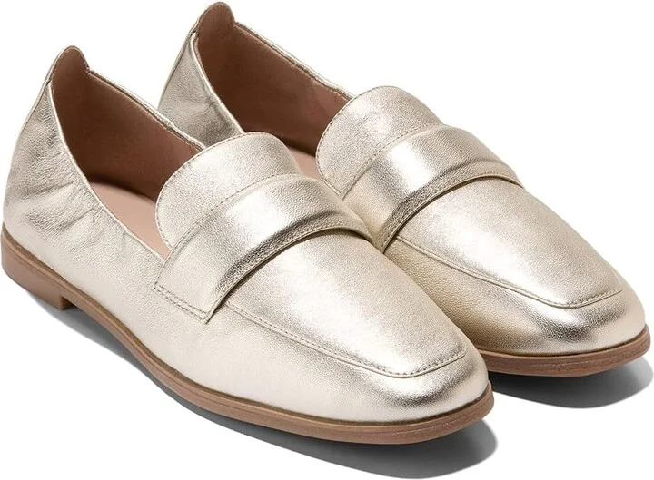 Cole Haan Trinnie Soft Loafers Women's Flat Shoes Soft Gold Leather : 9 B - Medium