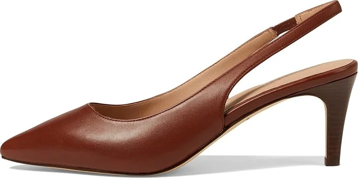 Cole Haan Vandam Sling Back Pump 65 mm Women's Shoes Dark Cuoio Leather : 7.5 B - Medium, Rubber/Leather - Image 5