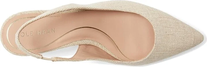 Cole Haan Vandam Sling Back Pump 65 mm Women's Shoes Natural Canvas : 7.5 B - Medium, Rubber/Leather - Image 2