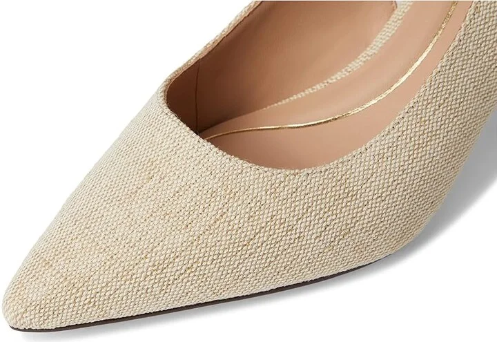 Cole Haan Vandam Sling Back Pump 65 mm Women's Shoes Natural Canvas : 7.5 B - Medium, Rubber/Leather - Image 7