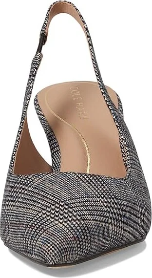 Cole Haan Vandam Sling Back Pump 65 mm Women's Shoes Plaid Textile : 10.5 B - Medium, Rubber/Leather - Image 2