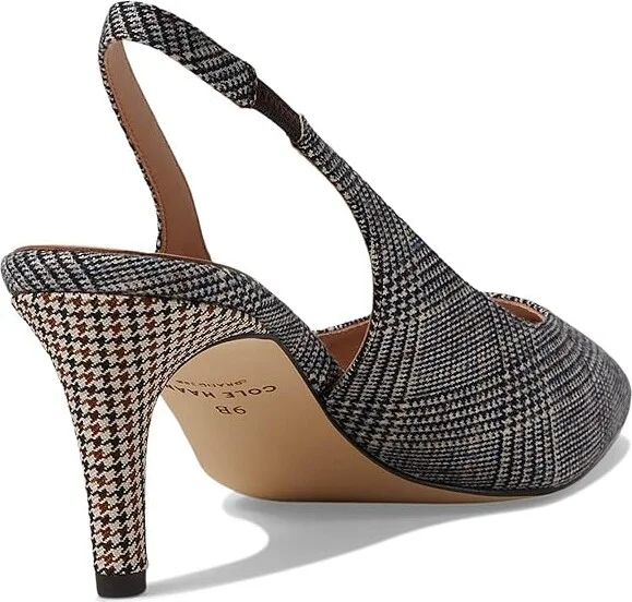 Cole Haan Vandam Sling Back Pump 65 mm Women's Shoes Plaid Textile : 10.5 B - Medium, Rubber/Leather - Image 4