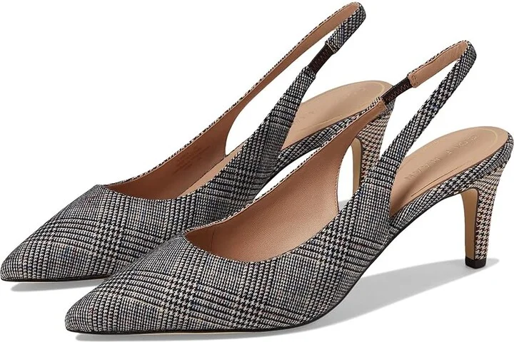 Cole Haan Vandam Sling Back Pump 65 mm Women's Shoes Plaid Textile : 10.5 B - Medium, Rubber/Leather