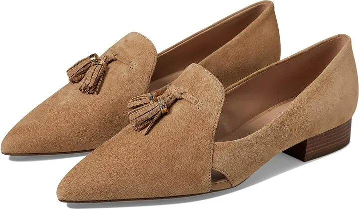 Cole Haan Vanya Tassel Flat Women's Flat Shoes Blush Tan Suede : 6.5 B - Medium, Leather/Rubber