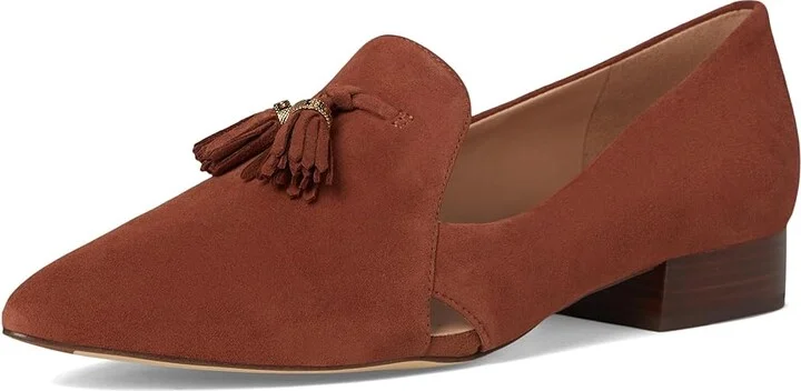 Cole Haan Vanya Tassel Flat Women's Flat Shoes Dark Cuoio Suede : 6 B - Medium, Leather/Rubber - Image 5