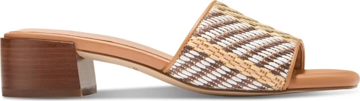 Cole Haan Women's Calli Single-Band Block-Heel Dress Sandals - Striped Raffia, Biscuit Leather - Image 2