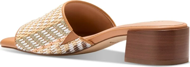 Cole Haan Women's Calli Single-Band Block-Heel Dress Sandals - Striped Raffia, Biscuit Leather - Image 3