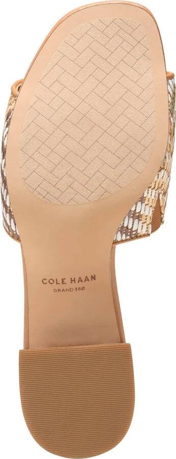 Cole Haan Women's Calli Single-Band Block-Heel Dress Sandals - Striped Raffia, Biscuit Leather - Image 5