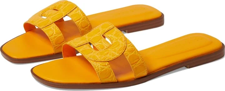 Saffron Croc Print Leather