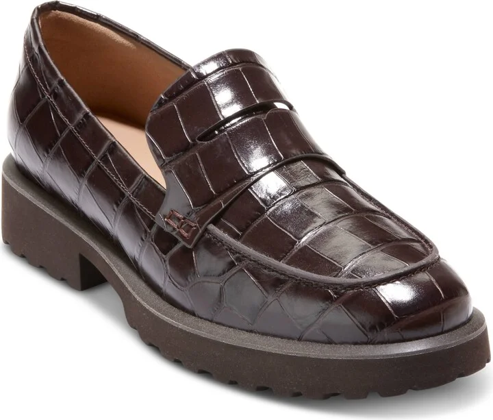 Dark Chocolate Croc Print Leather