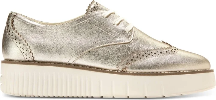 Cole Haan Women's Grand City Platform Oxford Flats - Gold Talca, Ivory - Image 2