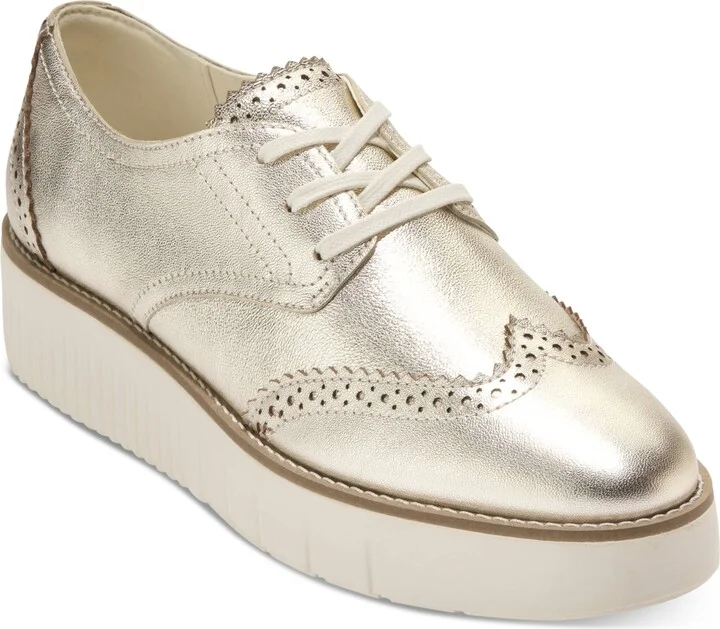 Cole Haan Women's Grand City Platform Oxford Flats - Gold Talca, Ivory