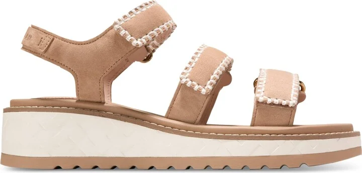 Cole Haan Women's Grandpro Daylin Triple Strap Wedge Sandals - Tuscan Sand Suede, Ivory - Image 2