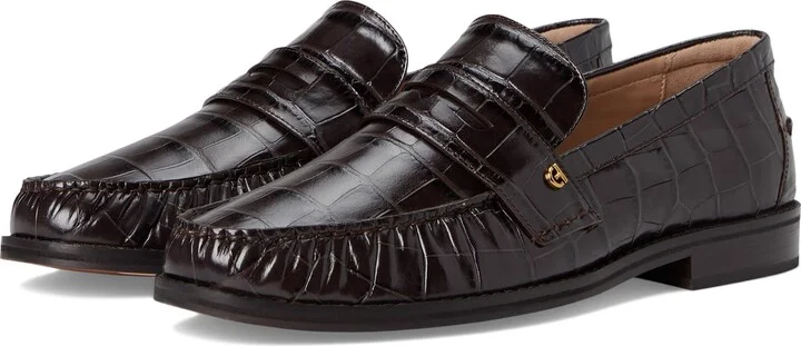 Dark Choc Croc Print Leather