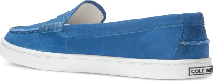 Cole Haan Women's Nantucket Penny Loafer Flats - Dutch Blue Suede, White - Image 3