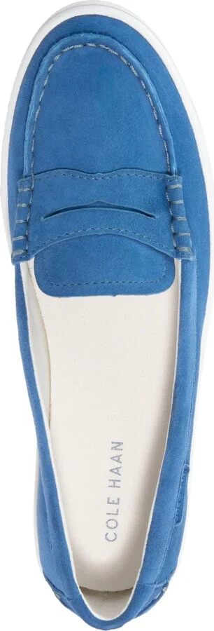 Cole Haan Women's Nantucket Penny Loafer Flats - Dutch Blue Suede, White - Image 4