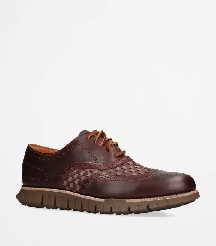 Cole Haan Woven Leather Zerogrand Wingtip Oxford Shoes - Image 3