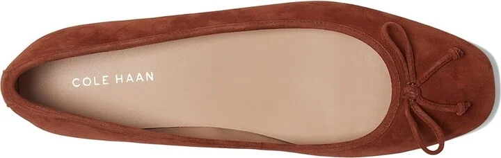 Cole Haan Yara Soft Ballet Women's Flat Shoes Dark Cuoio Suede : 7.5 B - Medium, Leather - Image 2