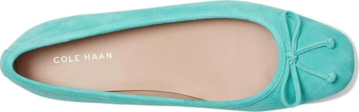 Cole Haan Yara Soft Ballet Women's Flat Shoes Pool Blue Suede : 8 B - Medium, Leather - Image 2