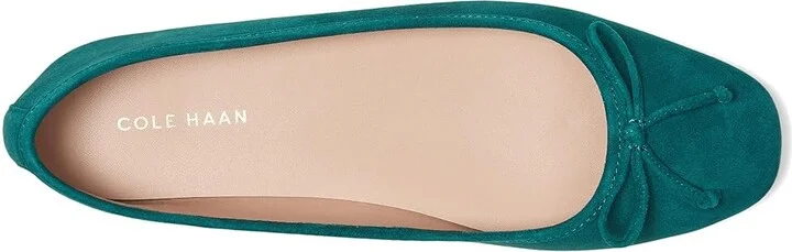 Cole Haan Yara Soft Ballet Women's Flat Shoes Rainforest Suede : 8 B - Medium, Leather - Image 2