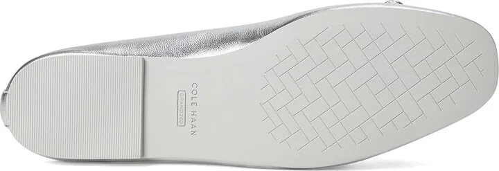 Cole Haan Yara Soft Ballet Women's Flat Shoes Silver Leather/Silver Studs : 7.5 B - Medium - Image 3