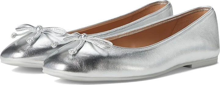 Cole Haan Yara Soft Ballet Women's Flat Shoes Silver Leather/Silver Studs : 7.5 B - Medium