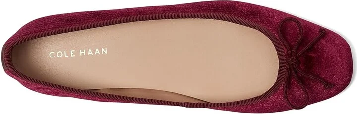 Cole Haan Yara Soft Ballet Women's Flat Shoes Wine Velvet : 9.5 B - Medium, Leather - Image 2