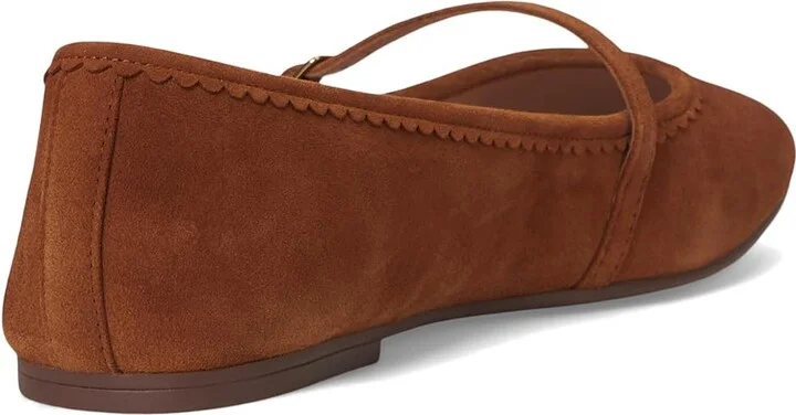 Cole Haan Yelena Scalloped Maryjane Ballet Flats Women's Shoes Tobacco Suede : 10.5 B - Medium, Leather - Image 4
