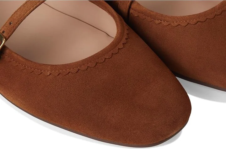 Cole Haan Yelena Scalloped Maryjane Ballet Flats Women's Shoes Tobacco Suede : 10.5 B - Medium, Leather - Image 7