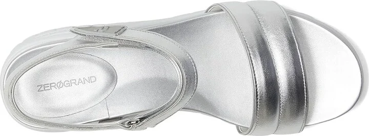 Cole Haan Zerogrand Ankle Strap Sandals Women's Sandals Silver Metallic/White : 8 B - Medium, Synthetic - Image 2