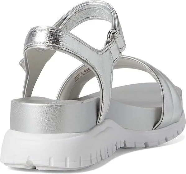 Cole Haan Zerogrand Ankle Strap Sandals Women's Sandals Silver Metallic/White : 8 B - Medium, Synthetic - Image 4