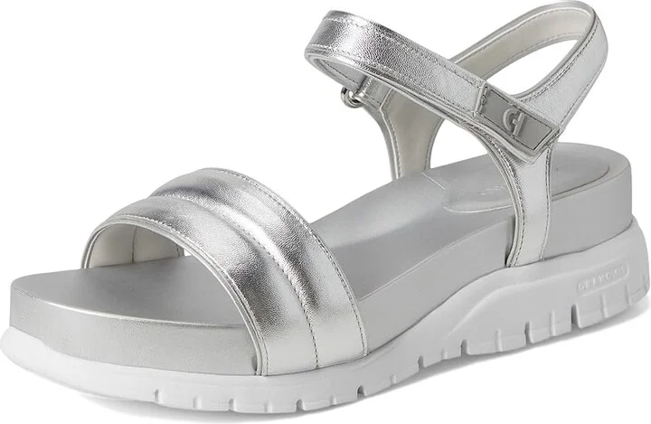 Cole Haan Zerogrand Ankle Strap Sandals Women's Sandals Silver Metallic/White : 8 B - Medium, Synthetic - Image 5