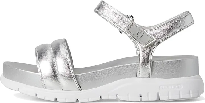 Cole Haan Zerogrand Ankle Strap Sandals Women's Sandals Silver Metallic/White : 8 B - Medium, Synthetic - Image 6
