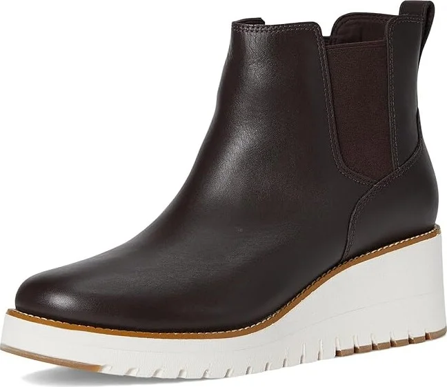 Cole Haan Zerogrand City Wedge Boot Women's Boots Dark Chocla/Ivory Waterproof : 7 B - Medium, Leather - Image 5