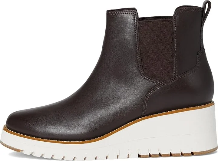 Cole Haan Zerogrand City Wedge Boot Women's Boots Dark Chocla/Ivory Waterproof : 7 B - Medium, Leather - Image 6