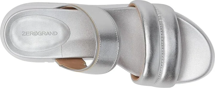 Cole Haan Zerogrand Double Band Sandals Women's Wedge Shoes Silver : 8.5 B - Medium, Leather - Image 2