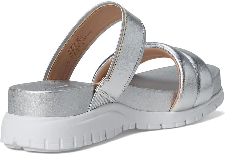 Cole Haan Zerogrand Double Band Sandals Women's Wedge Shoes Silver : 8.5 B - Medium, Leather - Image 4