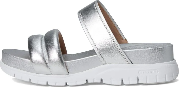 Cole Haan Zerogrand Double Band Sandals Women's Wedge Shoes Silver : 8.5 B - Medium, Leather - Image 6