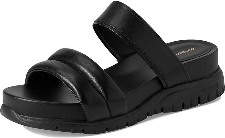 Cole Haan Zerogrand Double Band Slide Sandals Women's Flat Shoes Black/Black : 11 B - Medium, Leather/Rubber - Image 5
