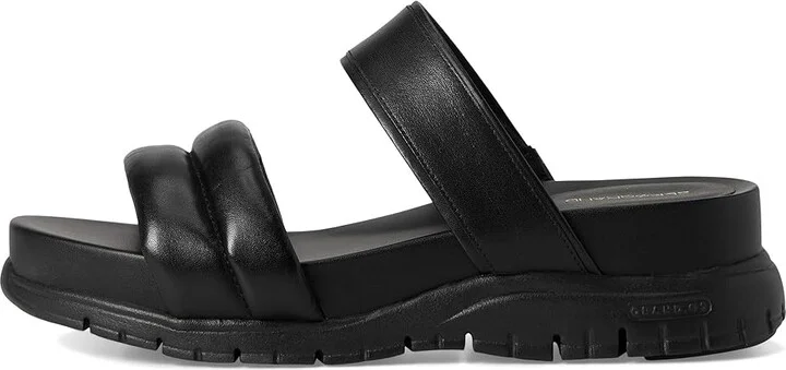 Cole Haan Zerogrand Double Band Slide Sandals Women's Flat Shoes Black/Black : 11 B - Medium, Leather/Rubber - Image 6