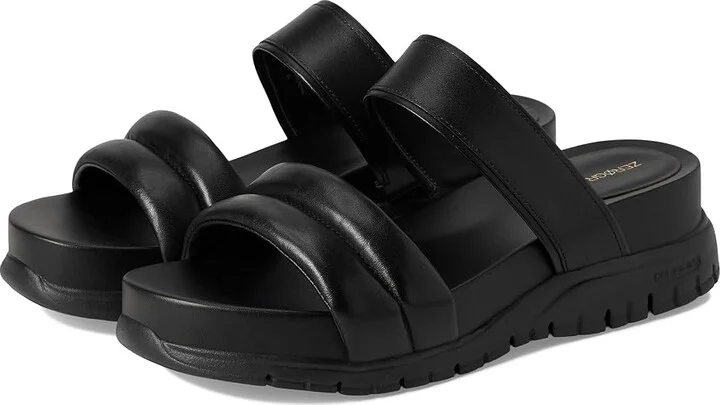 Cole Haan Zerogrand Double Band Slide Sandals Women's Flat Shoes Black/Black : 11 B - Medium, Leather/Rubber