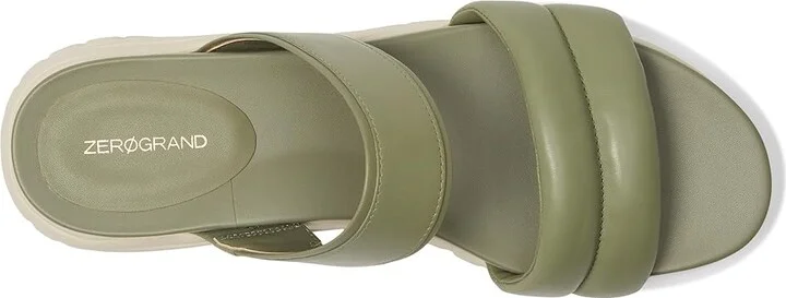 Cole Haan Zerogrand Double Band Slide Sandals Women's Flat Shoes Oil Green/Ivory : 10 B - Medium, Leather/Rubber - Image 2