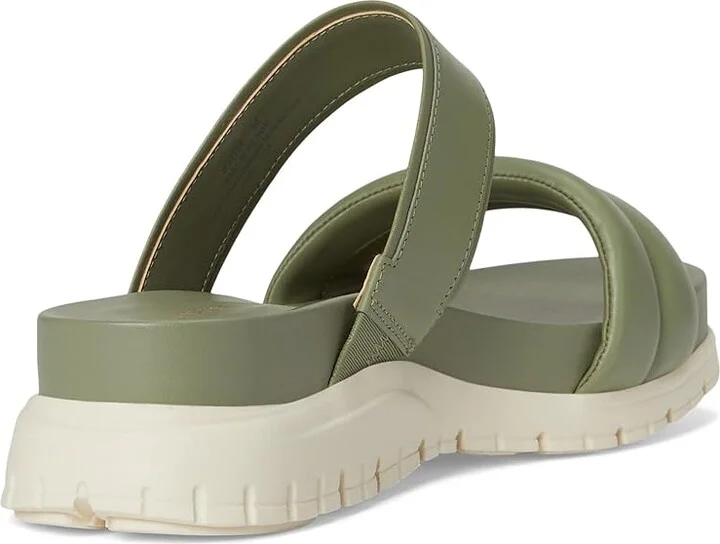 Cole Haan Zerogrand Double Band Slide Sandals Women's Flat Shoes Oil Green/Ivory : 10 B - Medium, Leather/Rubber - Image 4