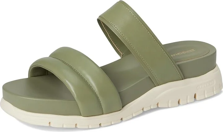 Cole Haan Zerogrand Double Band Slide Sandals Women's Flat Shoes Oil Green/Ivory : 10 B - Medium, Leather/Rubber - Image 5