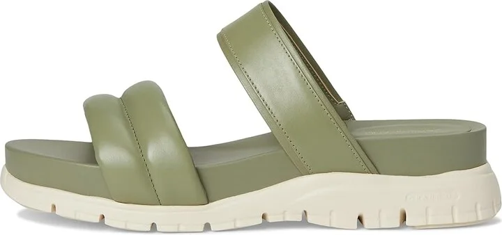 Cole Haan Zerogrand Double Band Slide Sandals Women's Flat Shoes Oil Green/Ivory : 10 B - Medium, Leather/Rubber - Image 6
