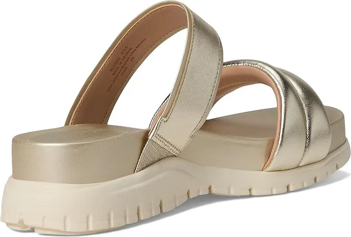 Cole Haan Zerogrand Double Band Slide Sandals Women's Flat Shoes Soft Gold Talca/Ivory : 7 B - Medium, Leather/Rubber - Image 4