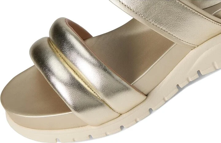 Cole Haan Zerogrand Double Band Slide Sandals Women's Flat Shoes Soft Gold Talca/Ivory : 7 B - Medium, Leather/Rubber - Image 7